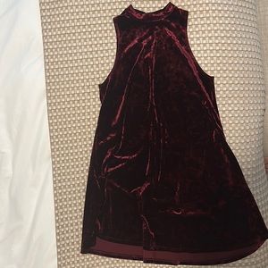 Red velvet shirt dress